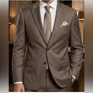 JF J.Ferrar Blazer Mens 42L Brown Modern Fit Two Button Notch Lapel Lined Vented